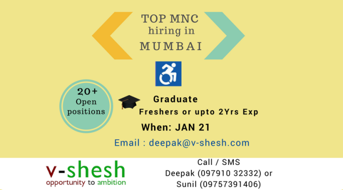 Jobs for Persons with Disabilities - 20+ Open Positions (Mumbai ...