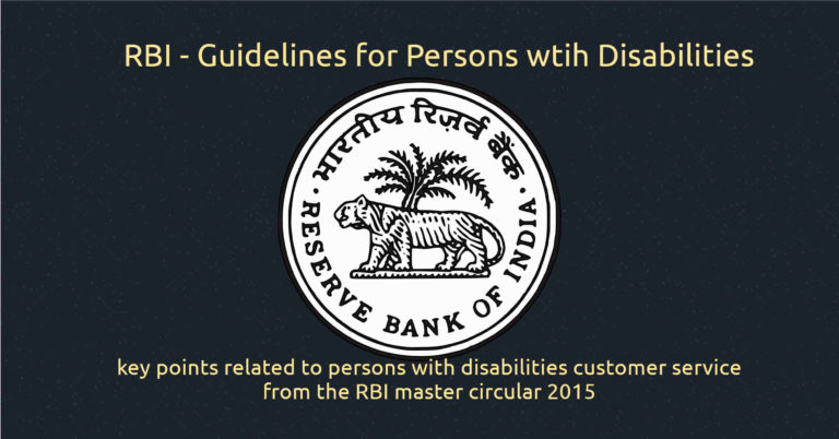 bank customer service disabilities - key points related to persons with disabilities customer service from the RBI master circular 2015