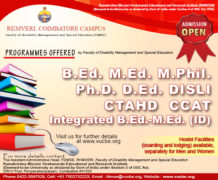 Admission Open – Special education courses – Ramakrishna Mission Vivekananda Institute, Coimbatore
