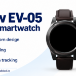 Eview EV-05 round black smartwatch with a dark strap. Enabled.in product overview: wrist-worn design, SOS calling and location tracking.