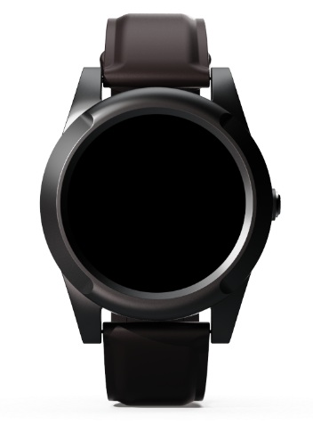 Eview EV-05 round black smartwatch with a dark strap.